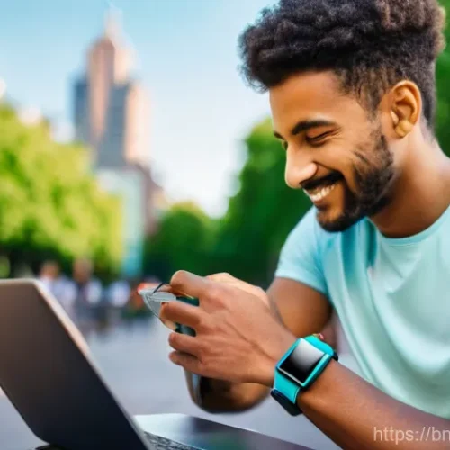 Home 23 스마트 웨어러블 기기 추천 - **Prompt:** "A diverse group of young adults, dressed in modern activewear and casual clothing, conf...