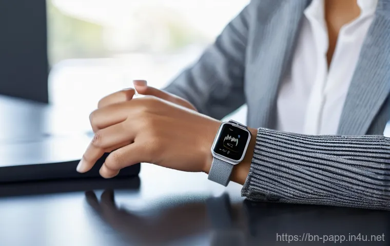 스마트 웨어러블 기기 추천 - **Prompt:** "A diverse group of young adults, dressed in modern activewear and casual clothing, conf...