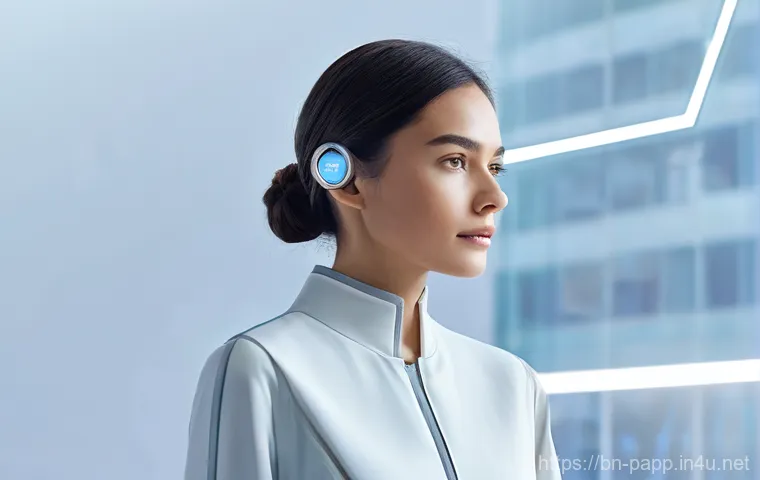 스마트 웨어러블 기기 추천 - **Prompt:** "A busy professional, a woman in her early 30s, seamlessly manages her day with her adva...